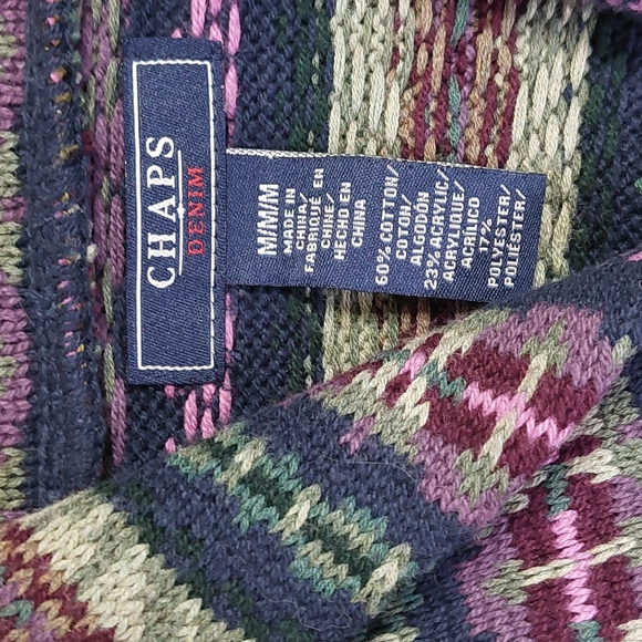 Chaps Vest Womens medium Button Up‎ Fair Isle Cotton Blend western style - Picture 4 of 11